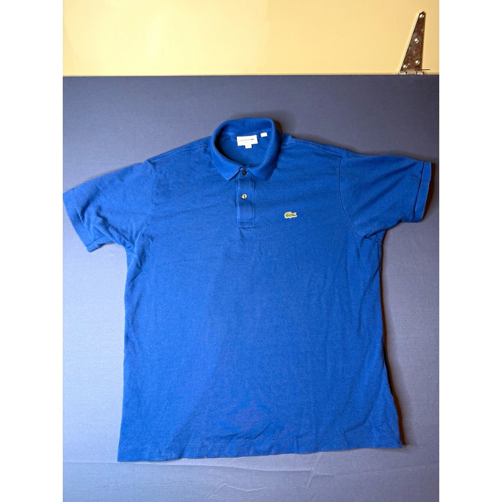 Lacoste Men's 2XL Blue Classic Fit Short Sleeve Polo Shirt Solid Crocodile Logo